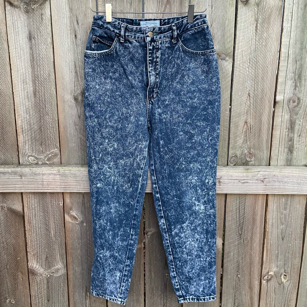 Vintage Express Jeans Acid Wash High Rise‎ Zip Ankle Hem USA Size 11 Juniors